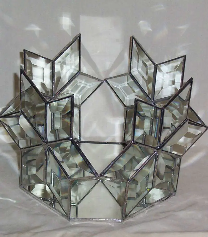 Leaded Glass Beveled 4 Star Candle Holder Glass Menagerie Stained